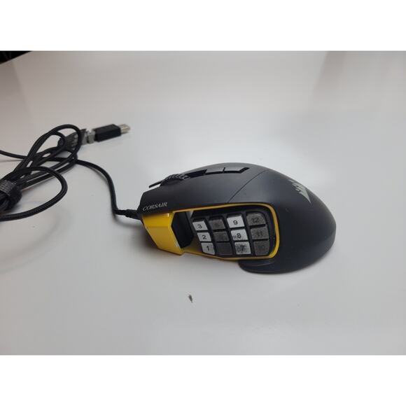 Corsair Scimitar Pro Wired Gaming Mouse Yellow MMO MOBA 12 side buttons - Picture 1 of 8